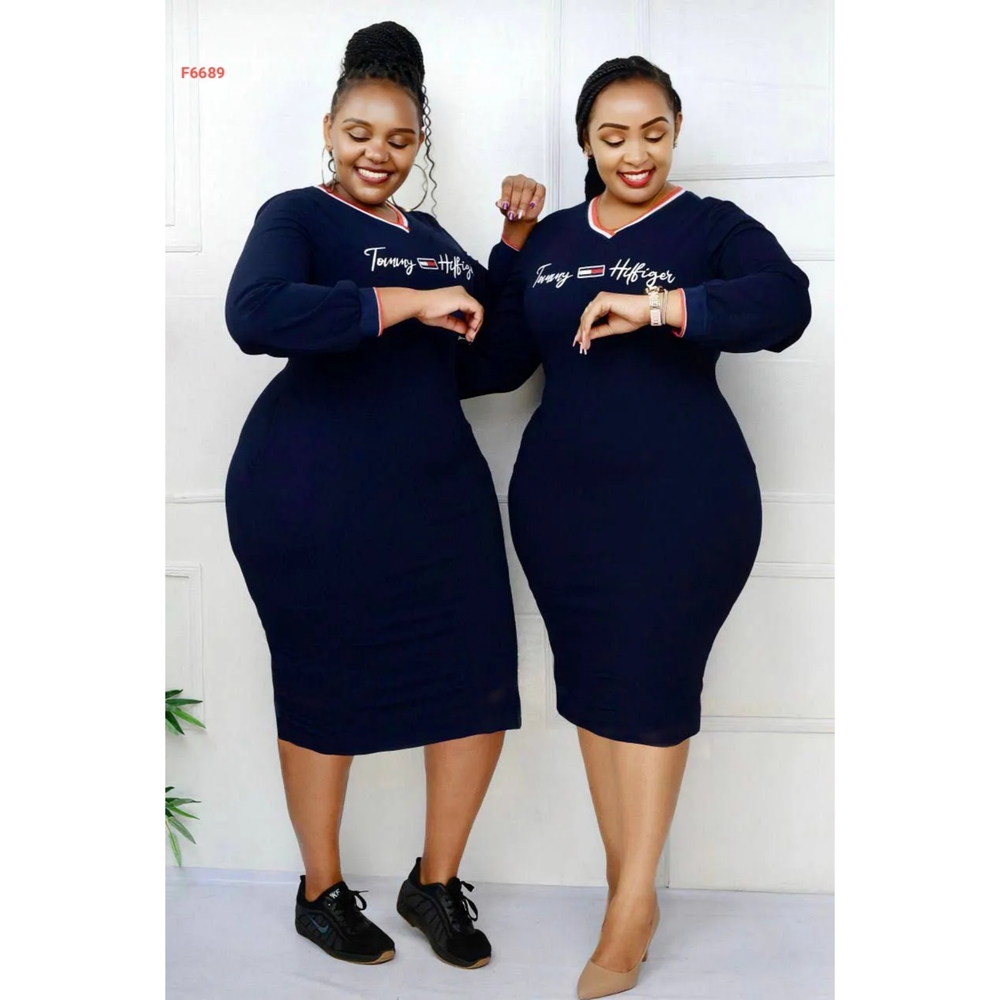 Navy Long-Sleeve Knit Dress